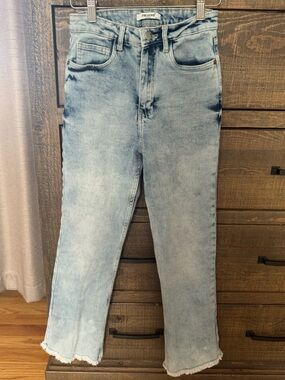 Light Blue High-Rise Ankle Crop Jeans